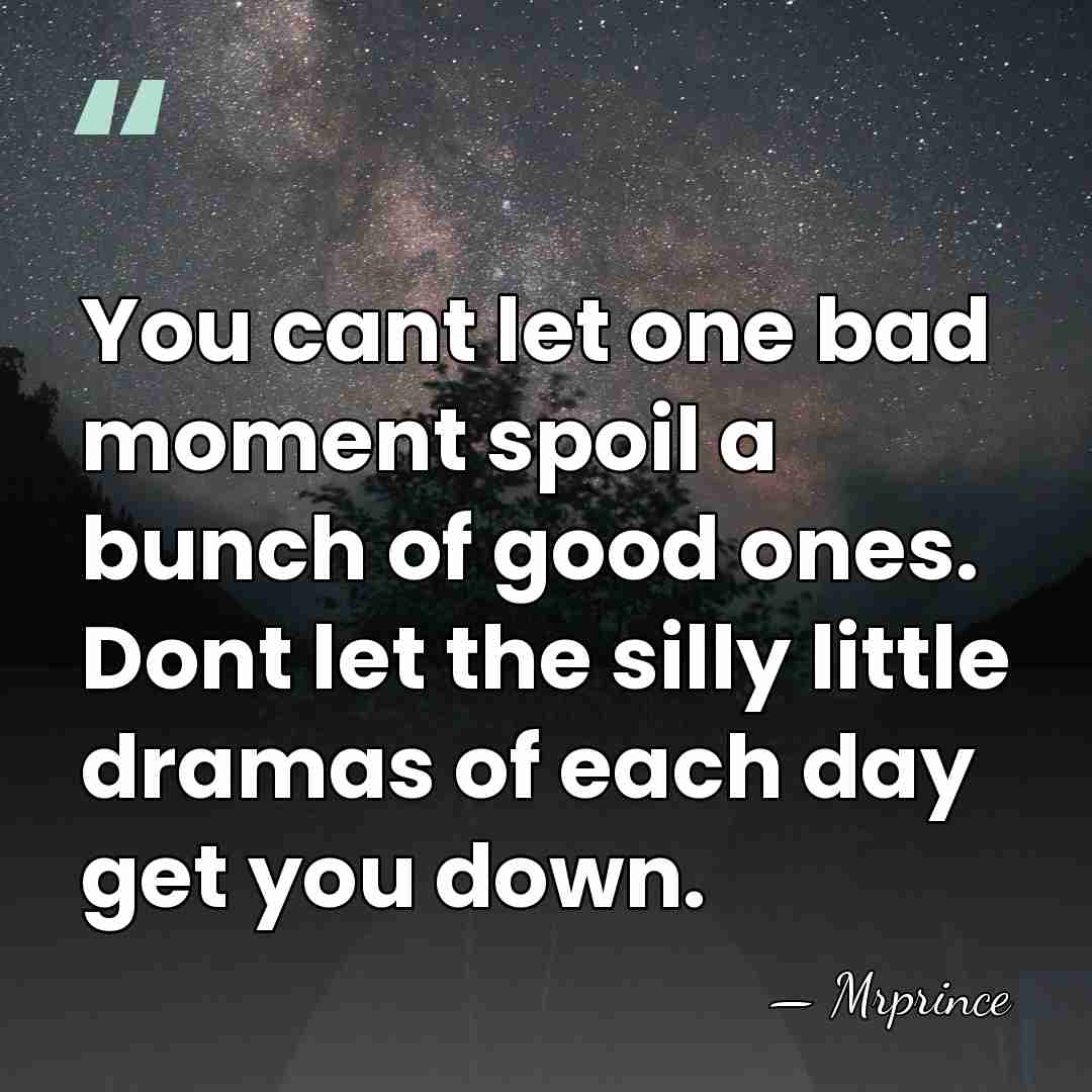 You cant let one bad moment spoil a bunch of good ones.&hellip; - Mrprince