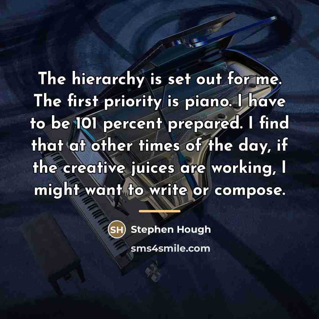 “The hierarchy is set out for me. The first priority…” quote by Stephen Hough
