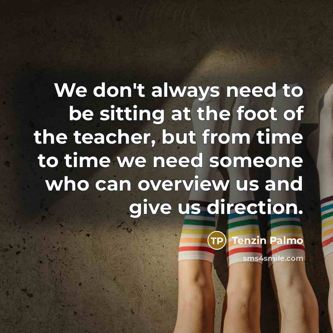 “We don't always need to be sitting at the foot…” quote by Tenzin Palmo