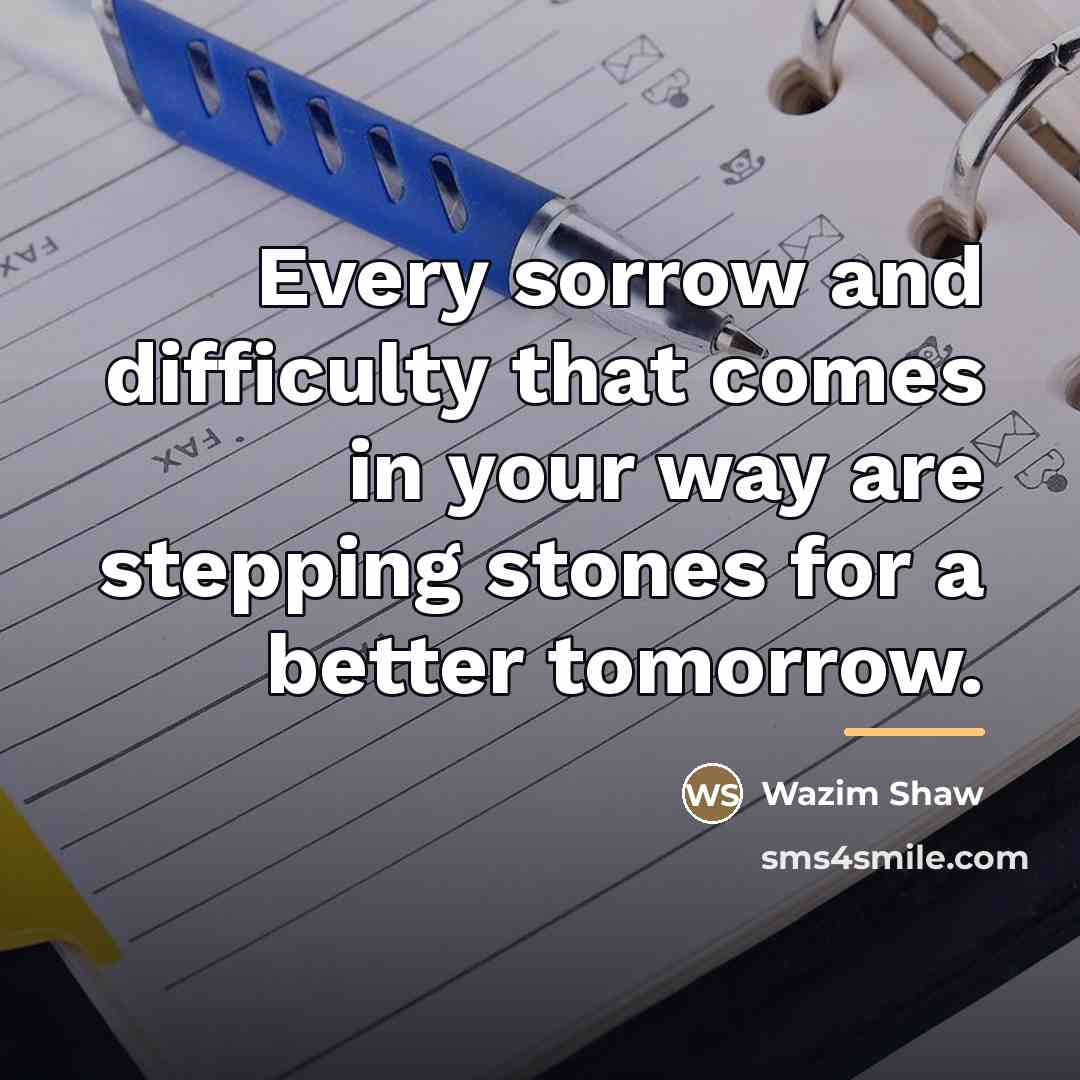 “Every sorrow and difficulty that comes in your way are…” quote by Wazim Shaw