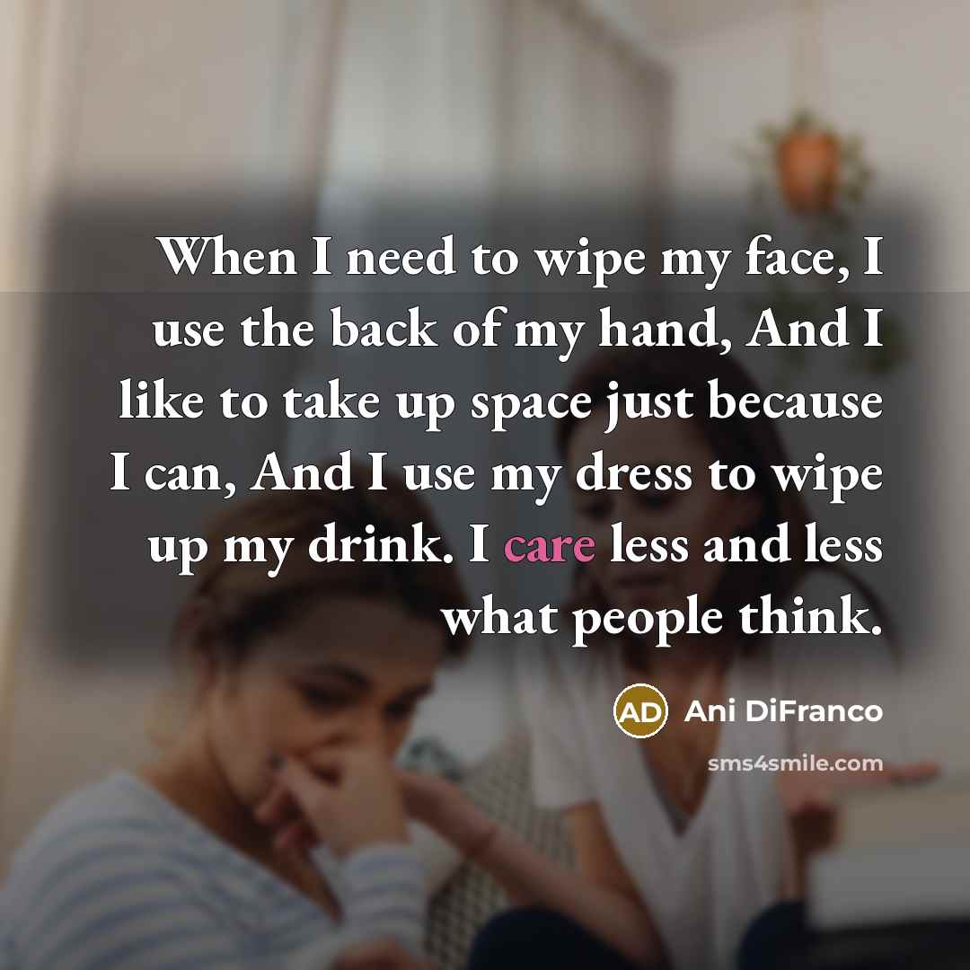 “When I need to wipe my face, I use the…” quote by Ani DiFranco