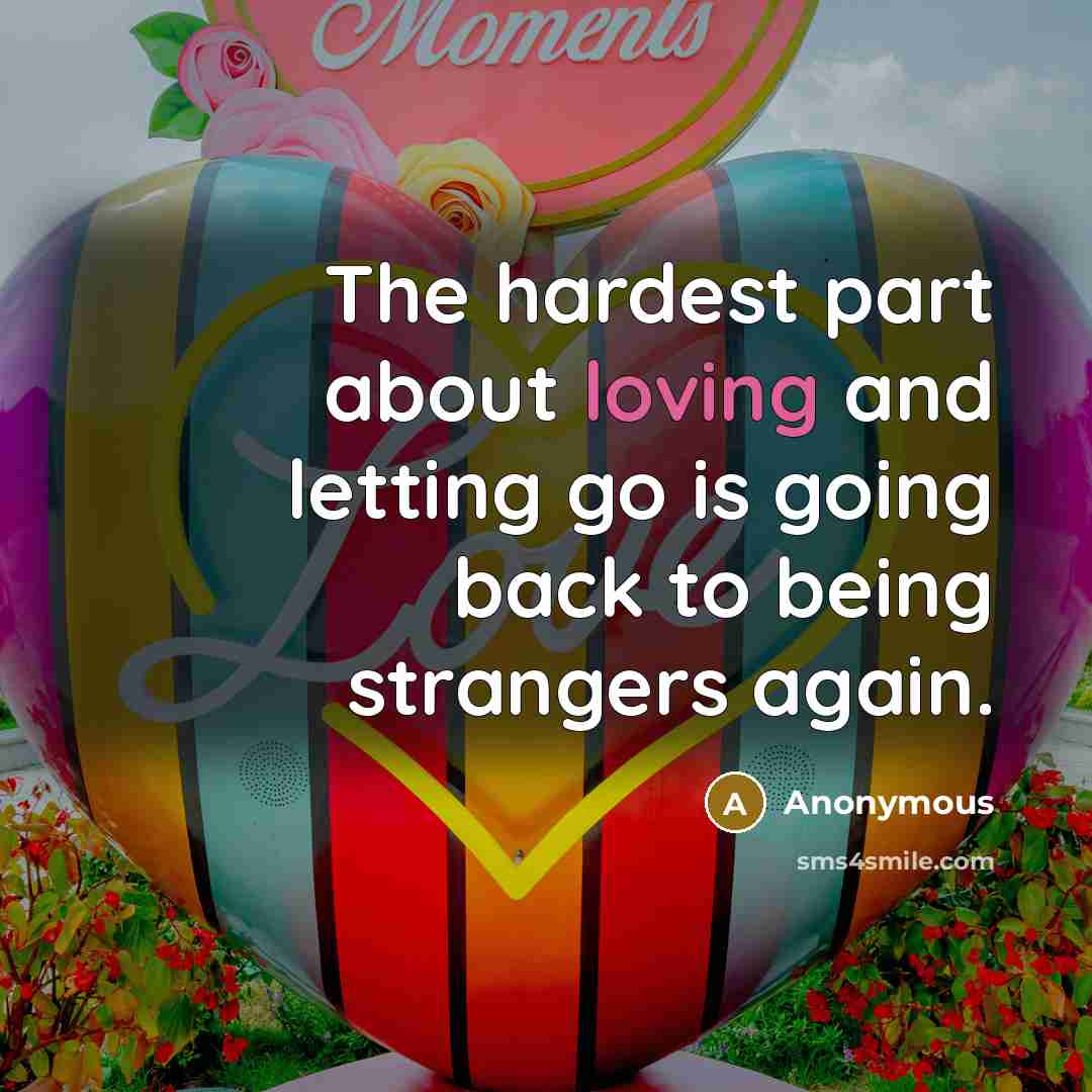 “The hardest part about loving and letting go is going…” quote by Anonymous