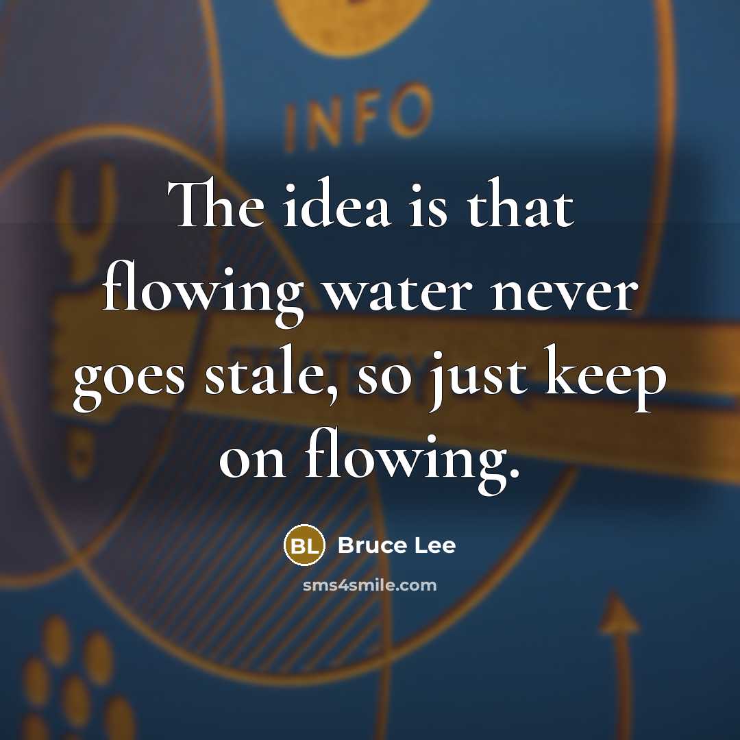“The idea is that flowing water never goes stale, so…” quote by Bruce Lee