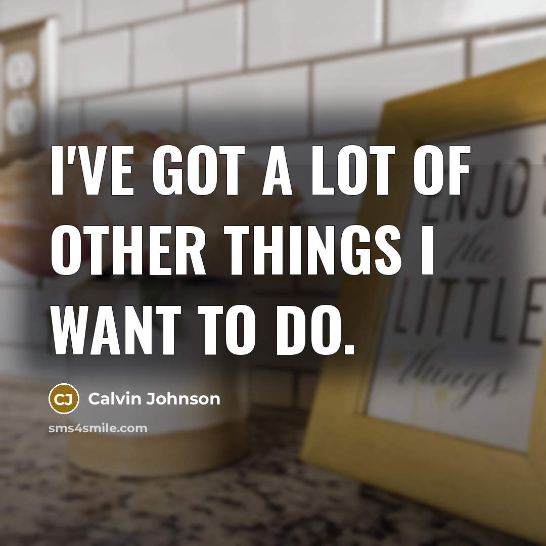 “I've got a lot of other things I want to…” quote by Calvin Johnson