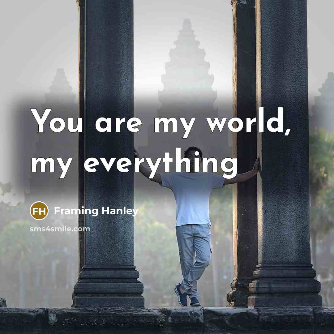 “You are my world, my everything” quote by Framing Hanley