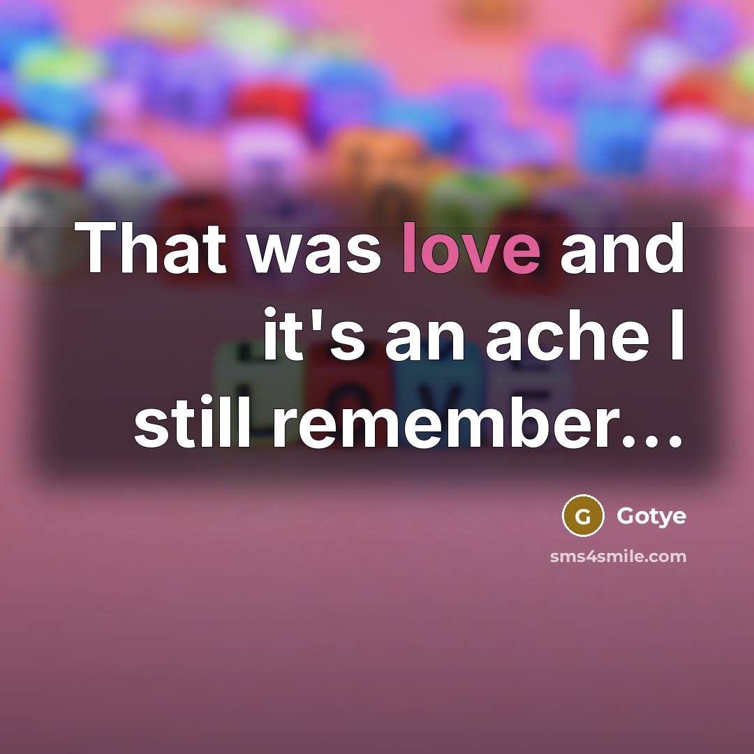 “That was love and it's an ache I still remember...…” quote by Gotye