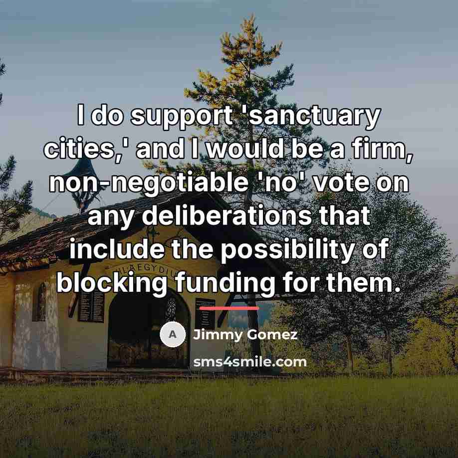 “I do support 'sanctuary cities,' and I would be a…” quote by Jimmy Gomez