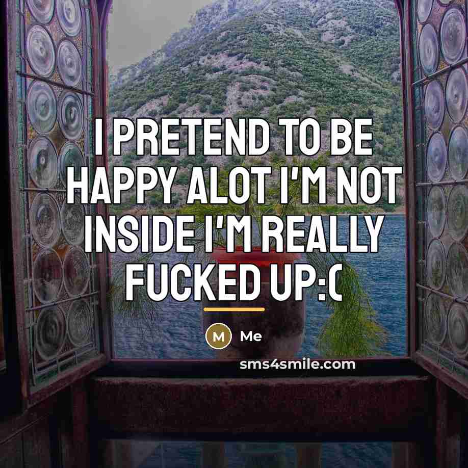 “I pretend to be happy alot I'm not inside I'm…” quote by Me
