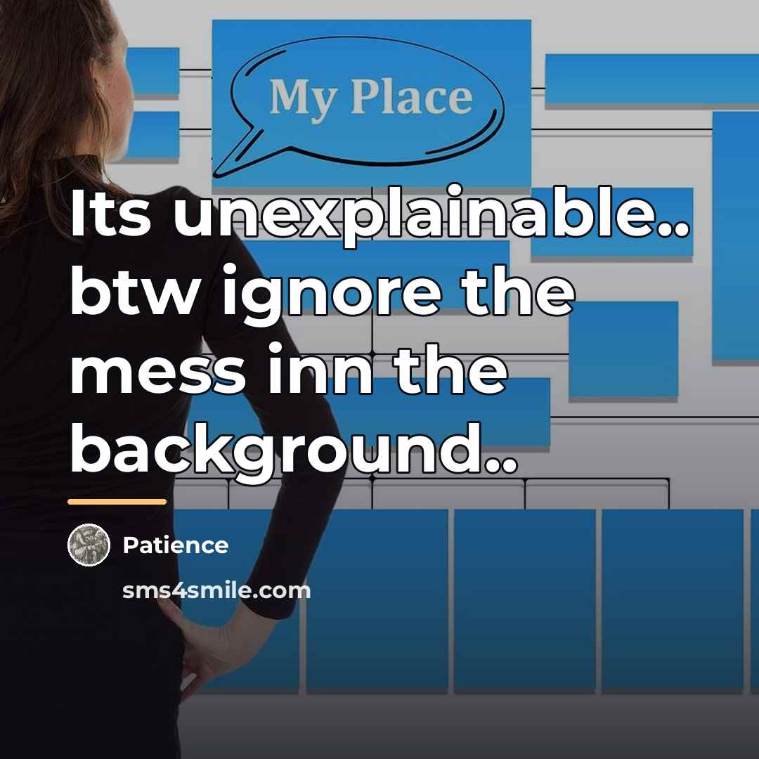 “Its unexplainable.. btw ignore the mess inn the background..…” quote by Patience