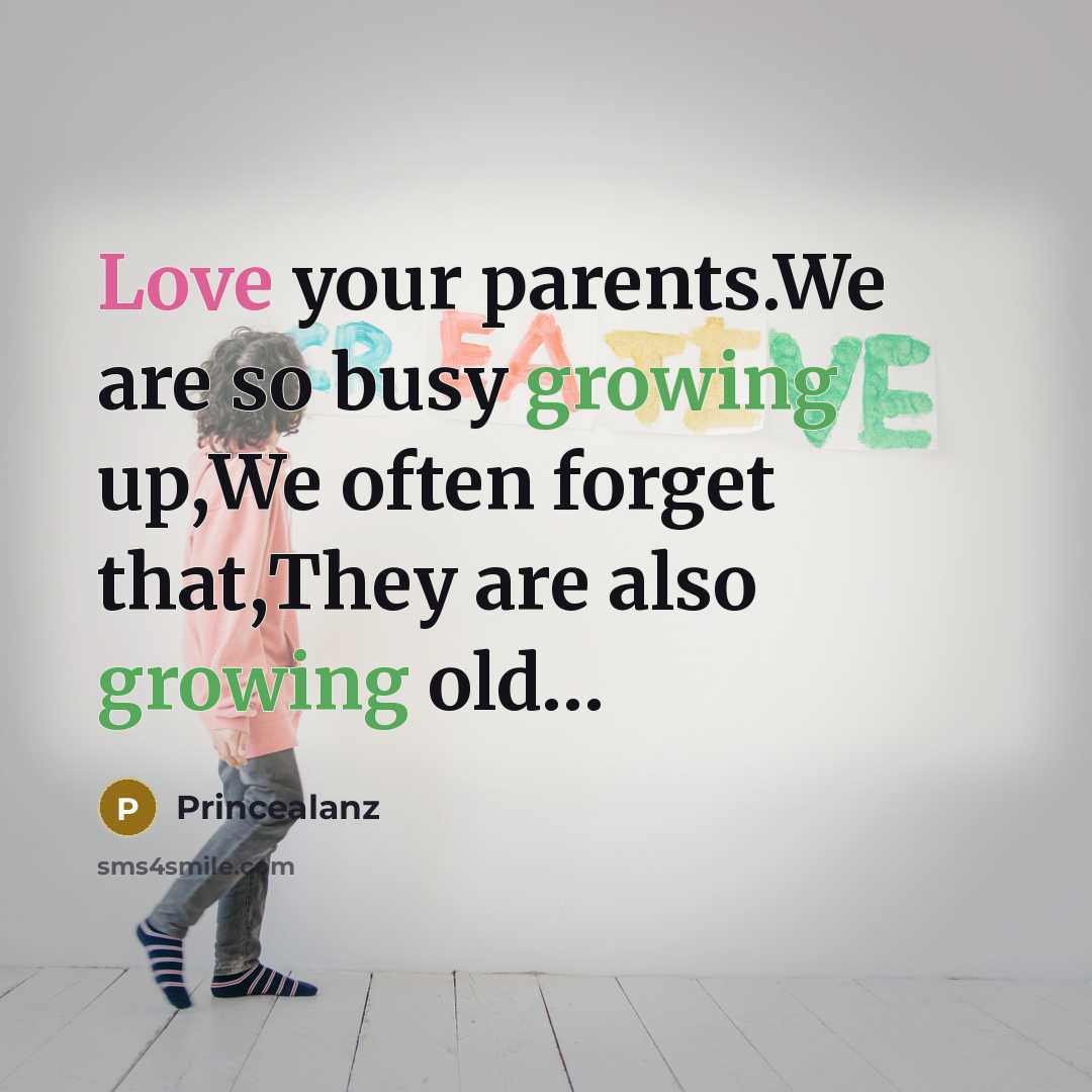 “Love your parents.We are so busy growing up,We often forget that,They are also growing old…” quote by Princealanz