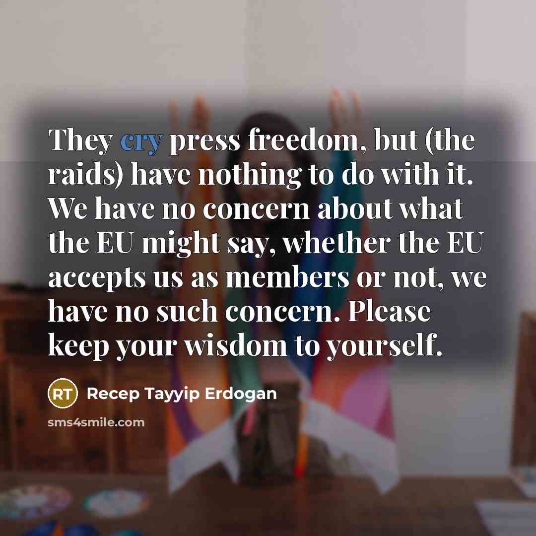 “They cry press freedom, but (the raids) have nothing to…” quote by Recep Tayyip Erdogan