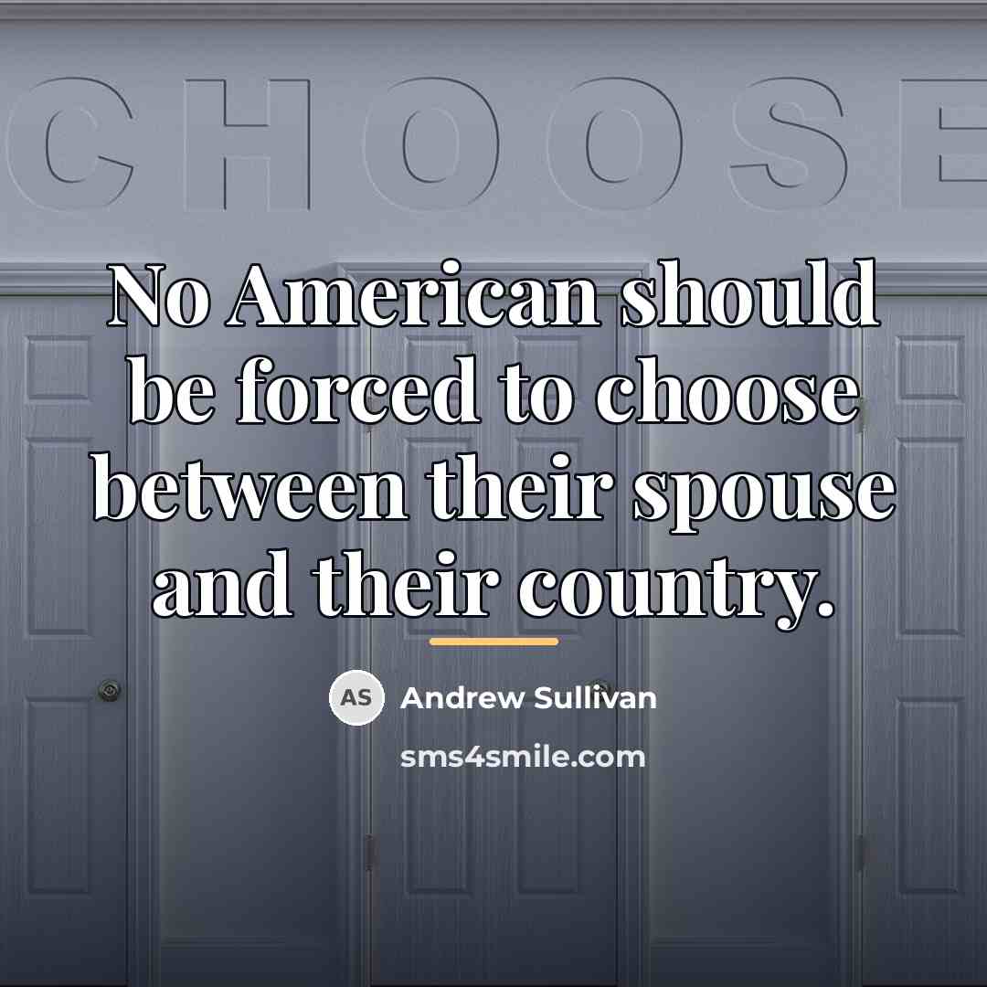 “No American should be forced to choose between their spouse…” quote by Andrew Sullivan