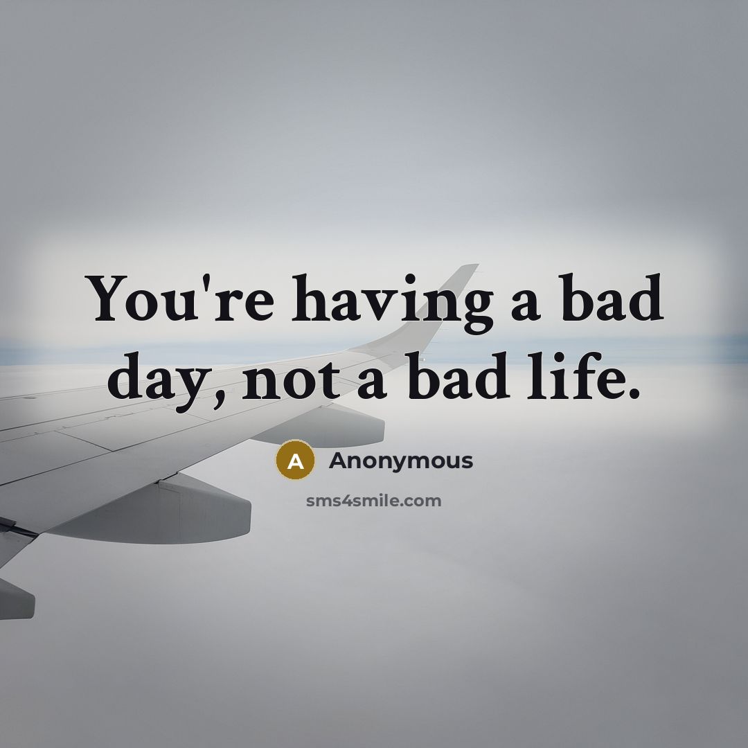 “You're having a bad day, not a bad life.…” quote by Anonymous