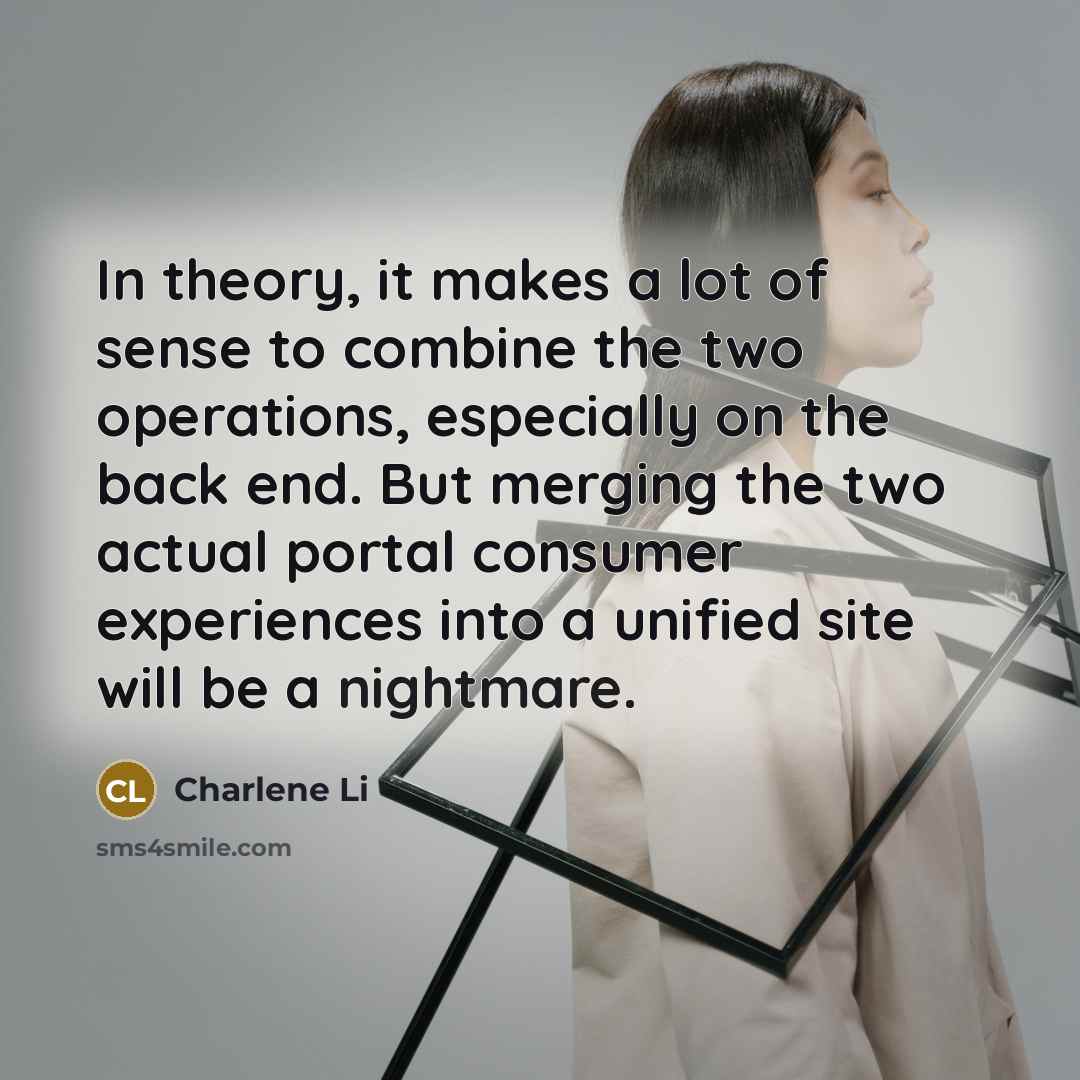 “In theory, it makes a lot of sense to combine…” quote by Charlene Li
