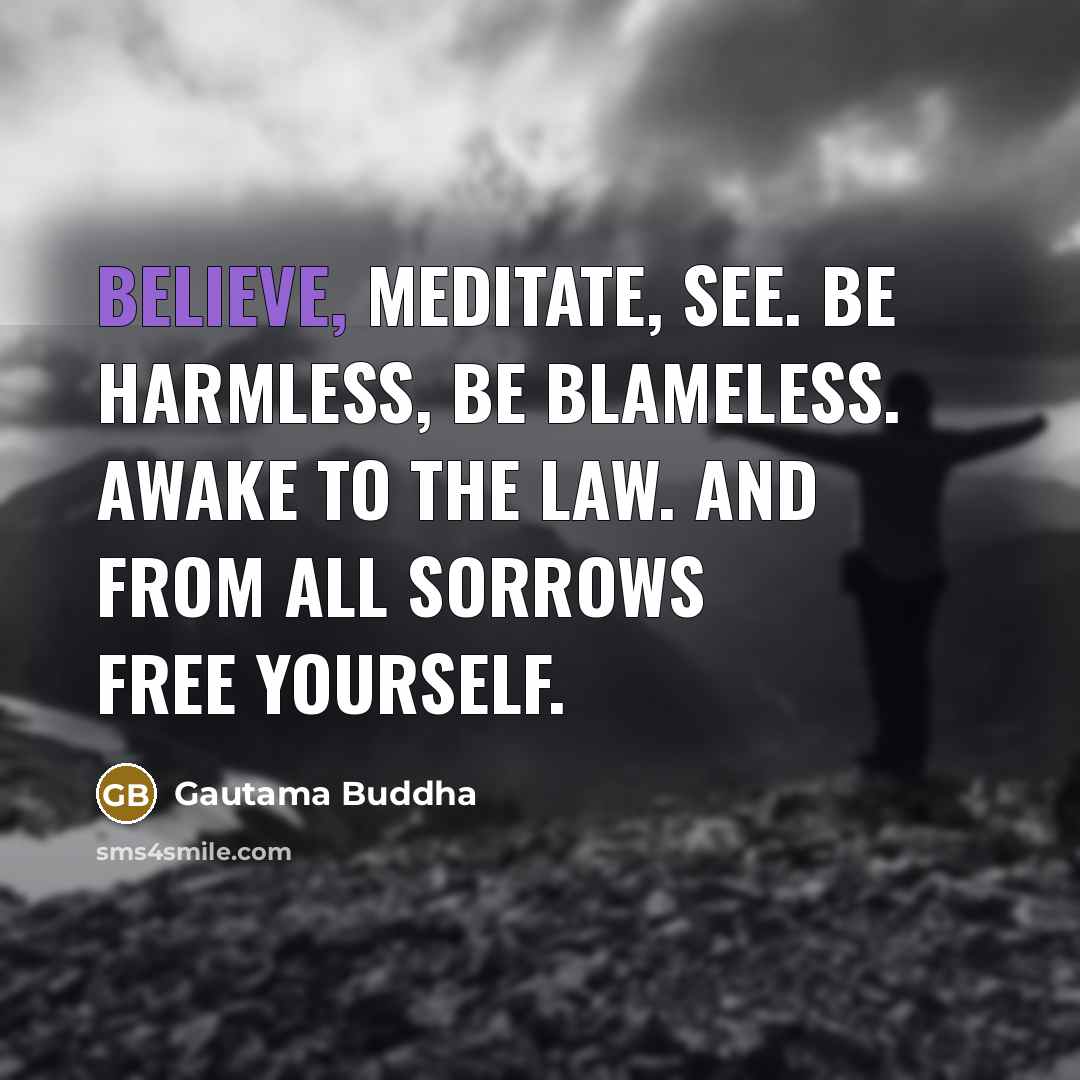 “Believe, meditate, see. Be harmless, be blameless. Awake to the…” quote by Gautama Buddha