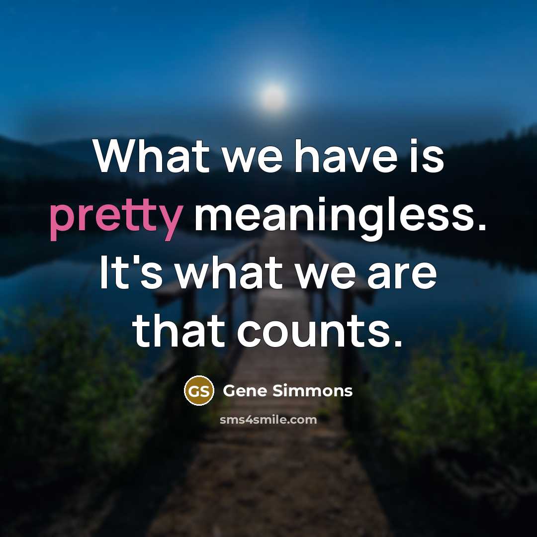 “What we have is pretty meaningless. It's what we are…” quote by Gene Simmons