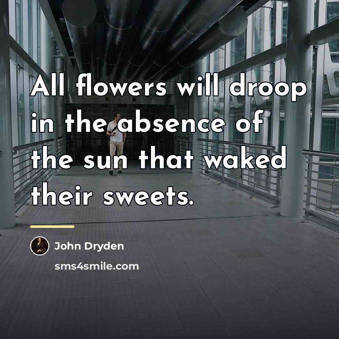 “All flowers will droop in the absence of the sun…” quote by John Dryden
