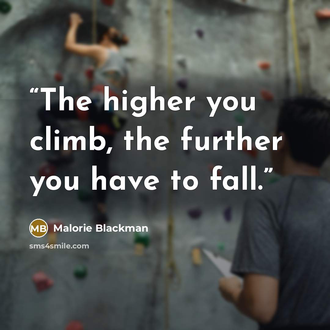 “The higher you climb, the further you have to fall.” quote by Malorie Blackman
