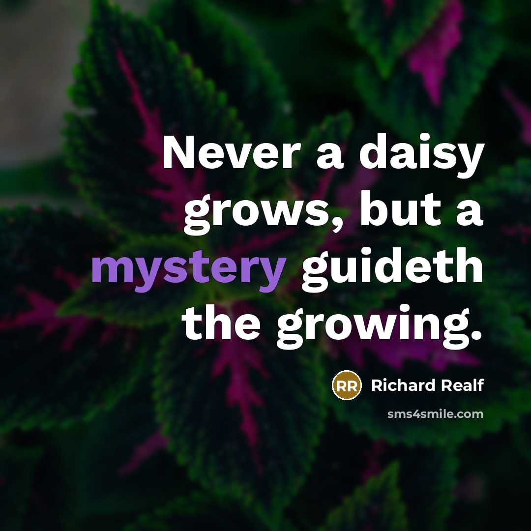 “Never a daisy grows, but a mystery guideth the growing.…” quote by Richard Realf