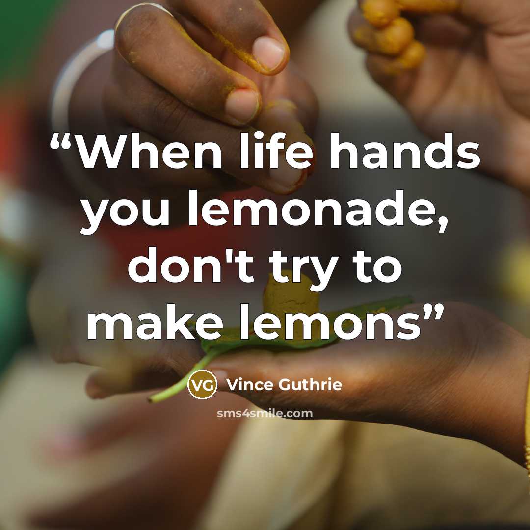“When life hands you lemonade, don't try to make lemons” quote by Vince Guthrie