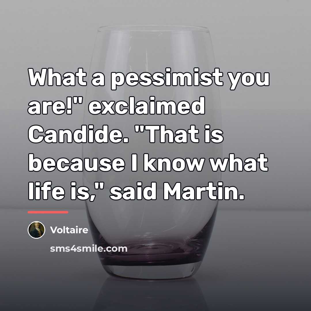 “What a pessimist you are!" exclaimed Candide. "That is because…” quote by Voltaire