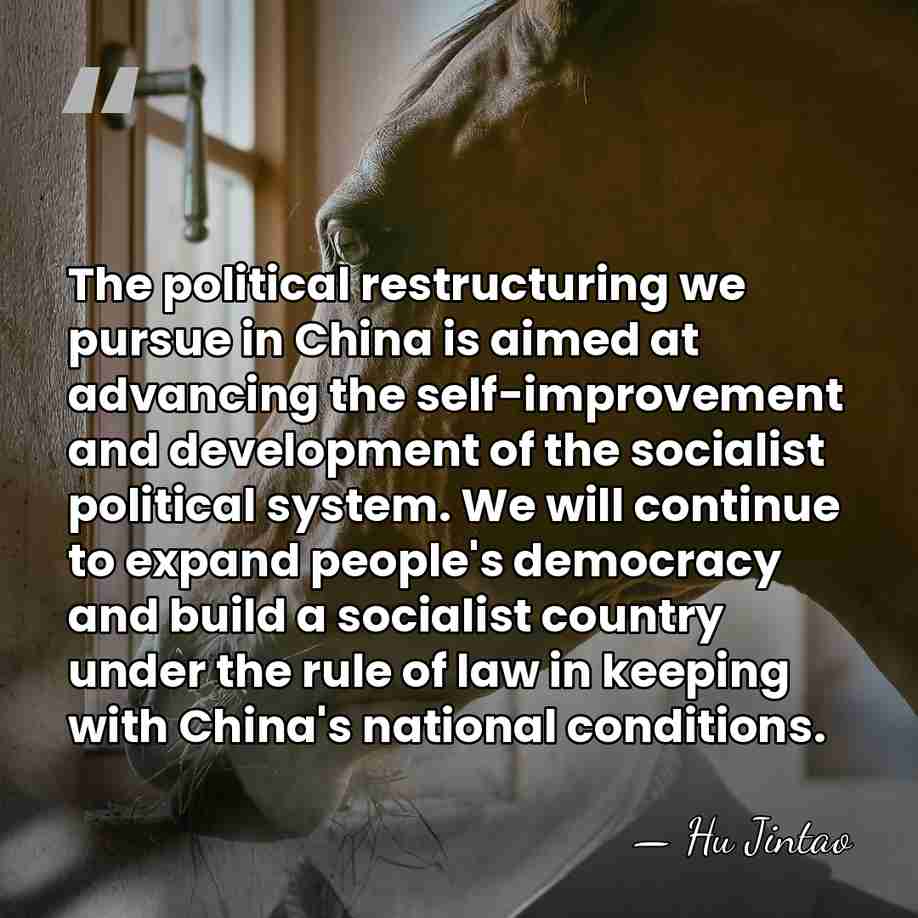 The political restructuring we pursue in China is aimed at advancing the&hellip; - Hu Jintao