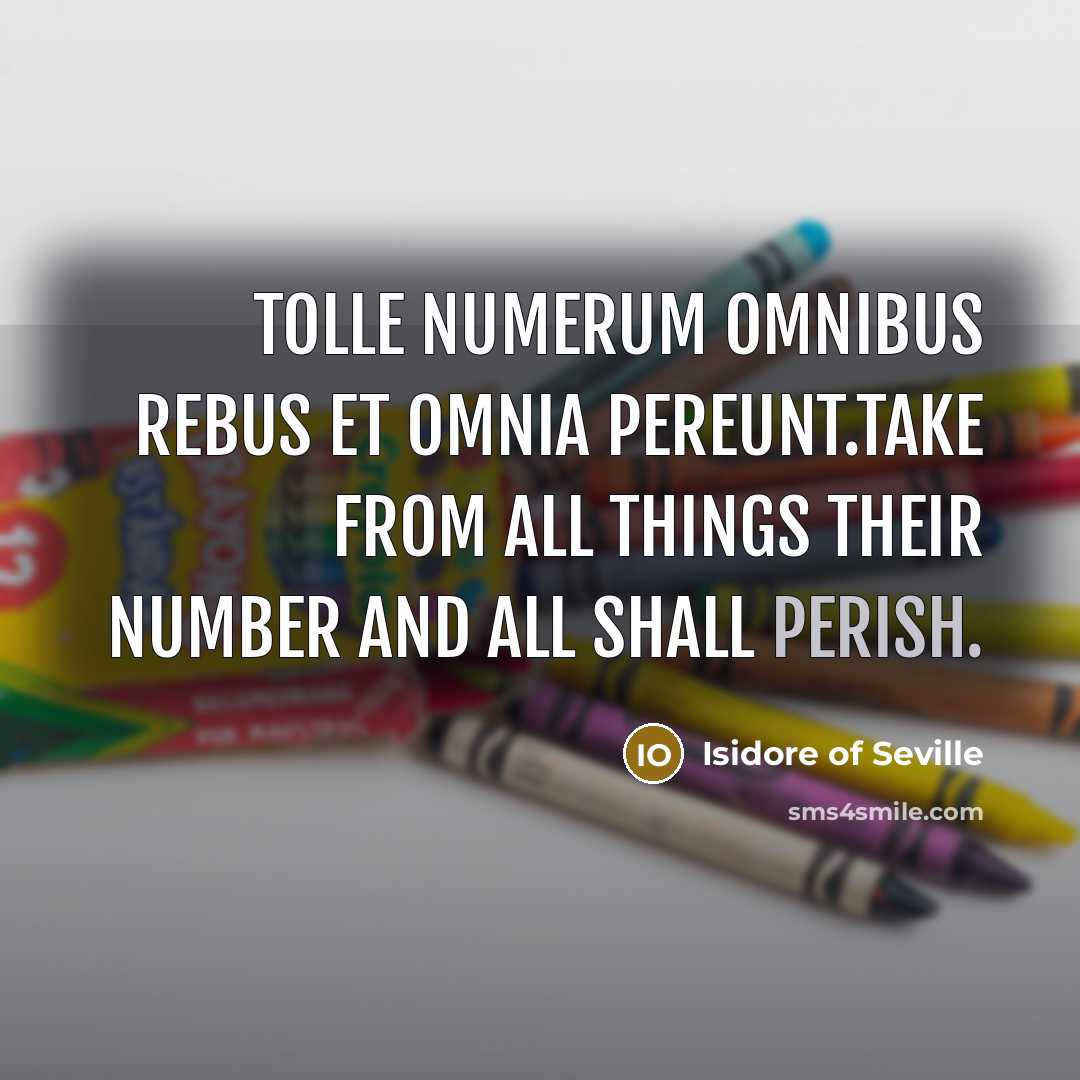 “Tolle numerum omnibus rebus et omnia pereunt.Take from all things…” quote by Isidore of Seville