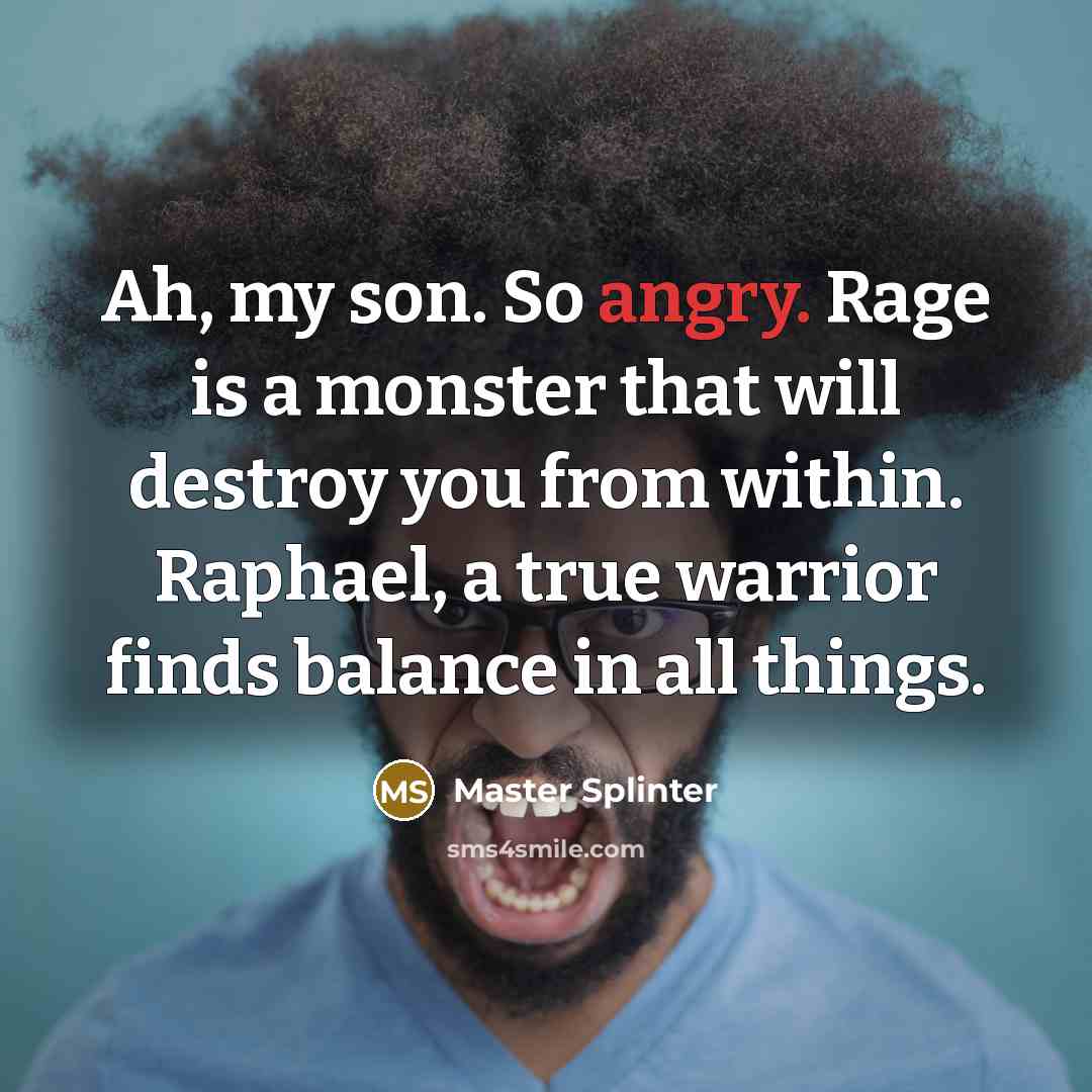 “Ah, my son. So angry. Rage is a monster that…” quote by Master Splinter
