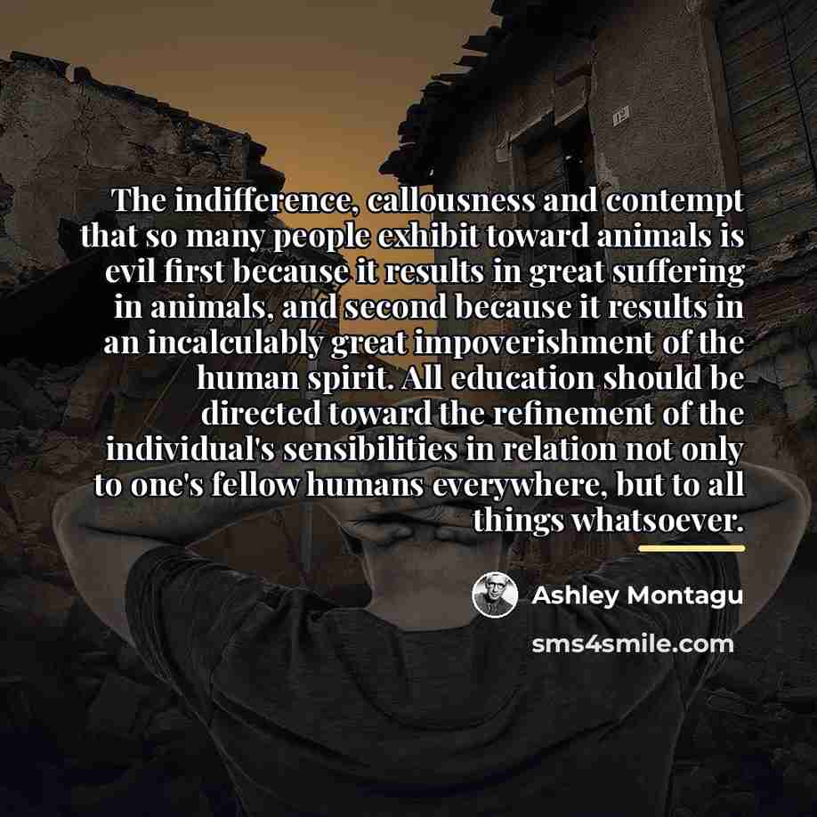 “The indifference, callousness and contempt that so many people exhibit…” quote by Ashley Montagu