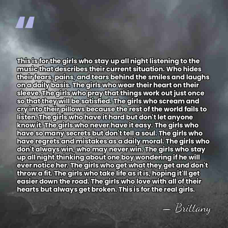 This is for the girls who stay up all night listening to&hellip; - Brittany