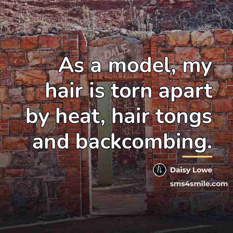 “As a model, my hair is torn apart by heat,…” quote by Daisy Lowe