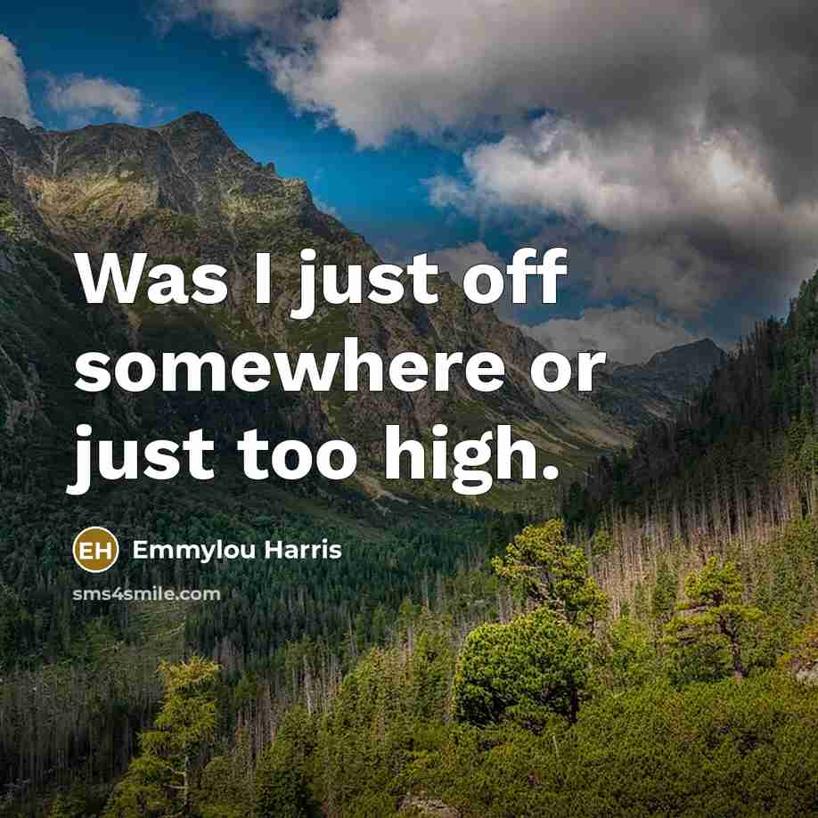 “Was I just off somewhere or just too high.” quote by Emmylou Harris