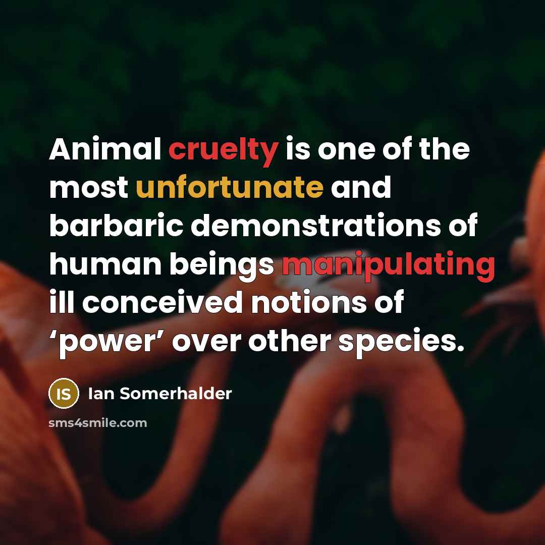 “Animal cruelty is one of the most unfortunate and barbaric…” quote by Ian Somerhalder