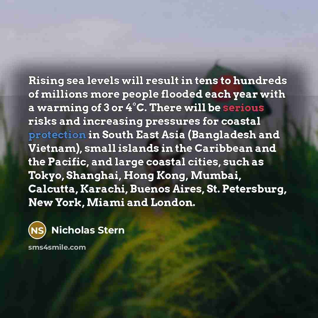 “Rising sea levels will result in tens to hundreds of…” quote by Nicholas Stern