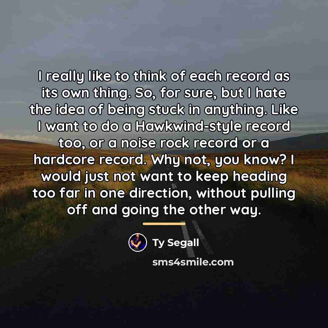 “I really like to think of each record as its…” quote by Ty Segall