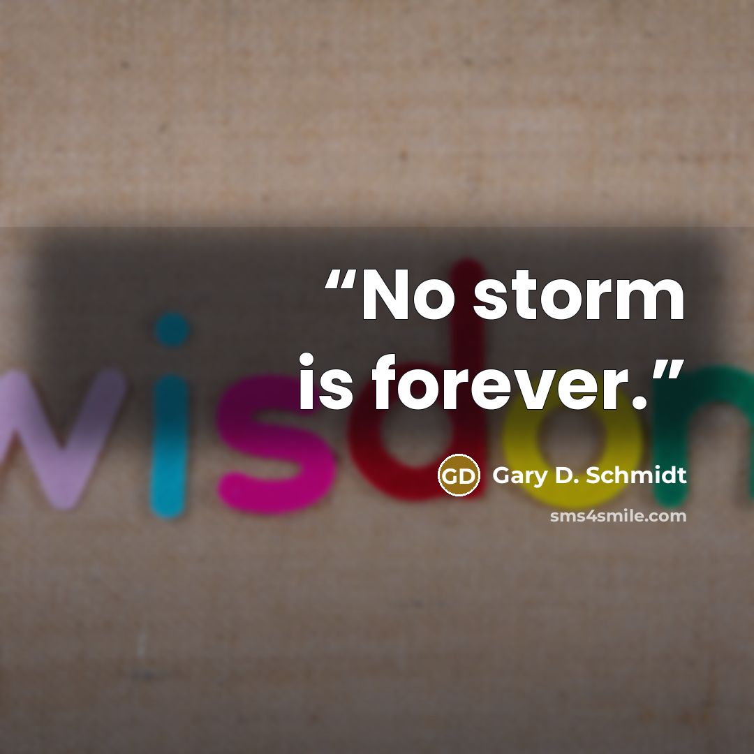 “No storm is forever.” quote by Gary D. Schmidt