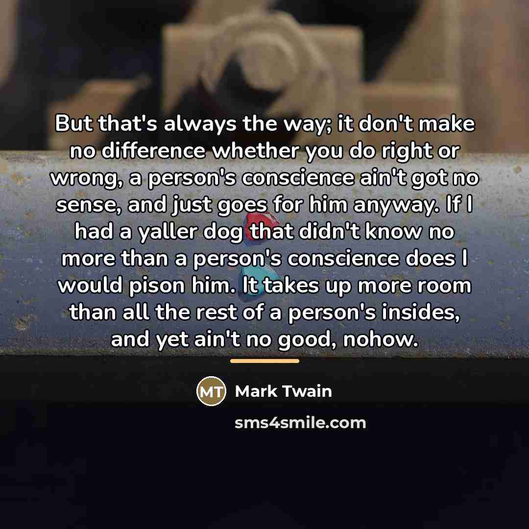 “But that's always the way; it don't make no difference…” quote by Mark Twain