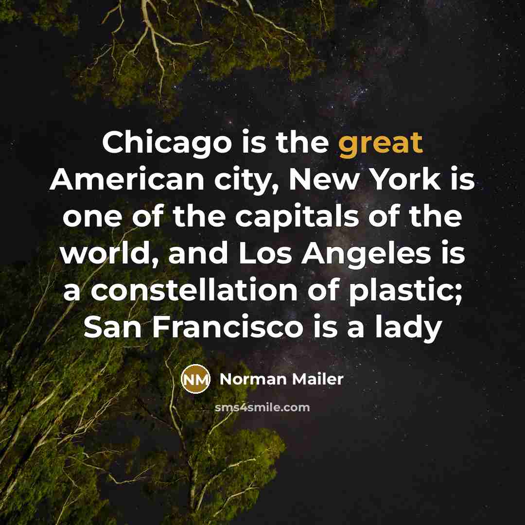 “Chicago is the great American city, New York is one…” quote by Norman Mailer