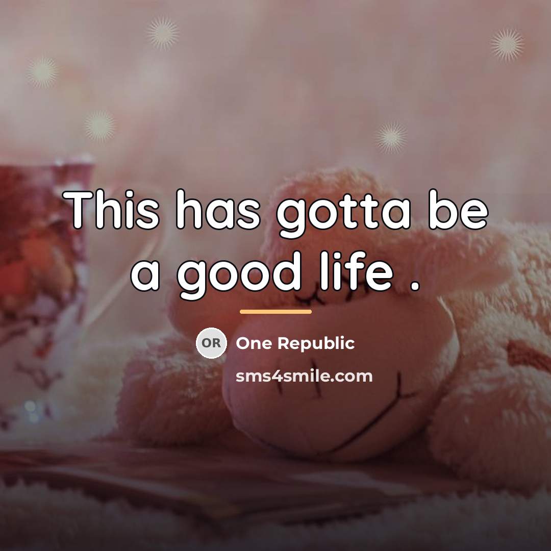 “This has gotta be a good life .…” quote by One Republic