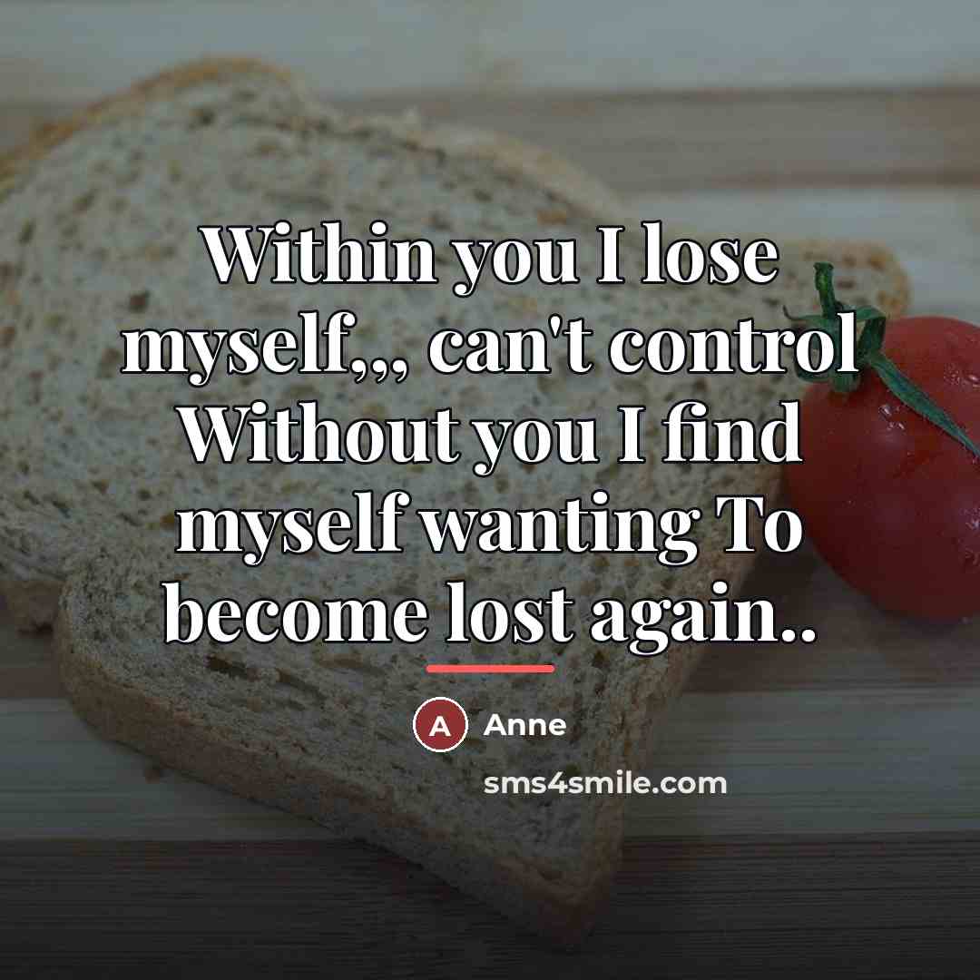 “Within you I lose myself,,, can't control Without you I…” quote by Anne