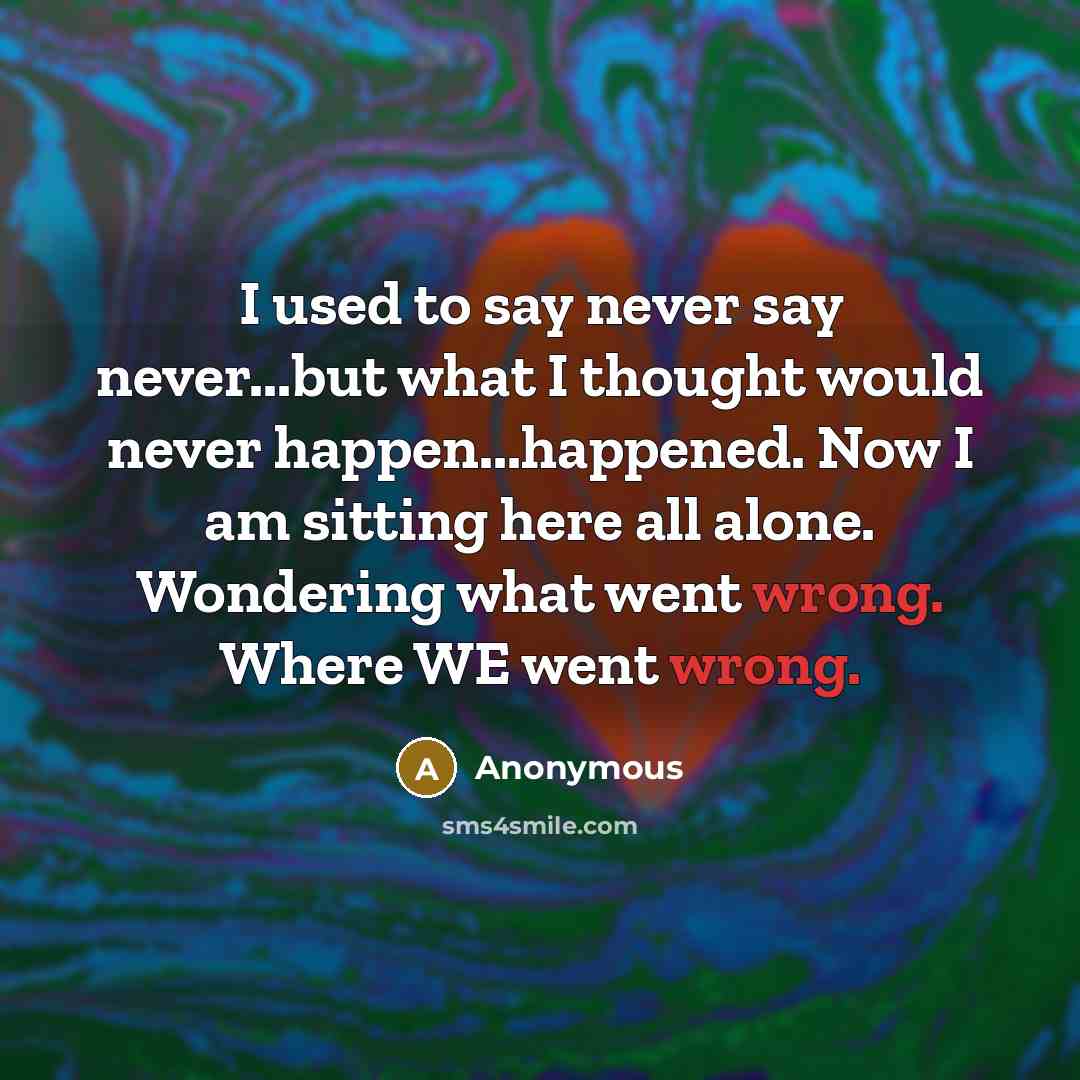 “I used to say never say never...but what I thought…” quote by Anonymous