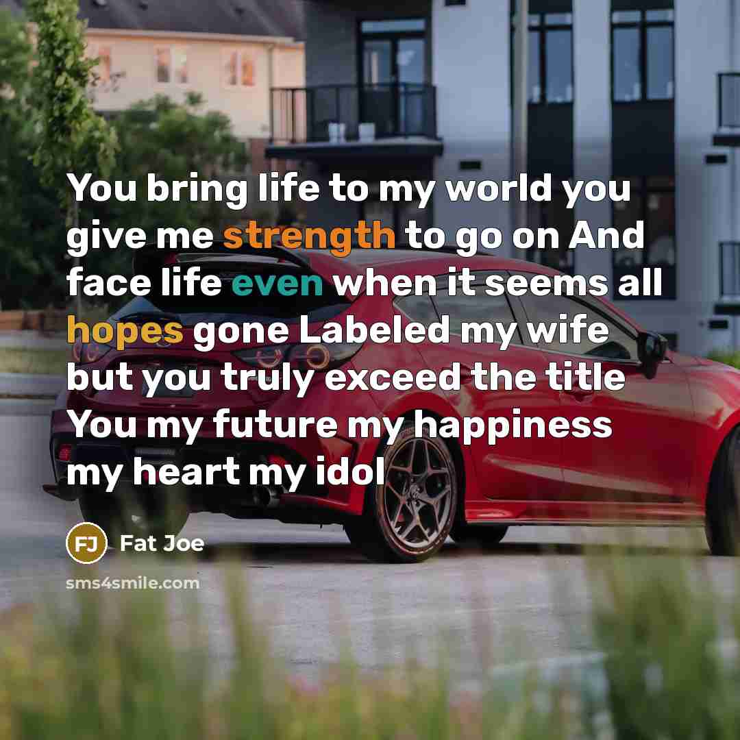 “You bring life to my world you give me strength…” quote by Fat Joe