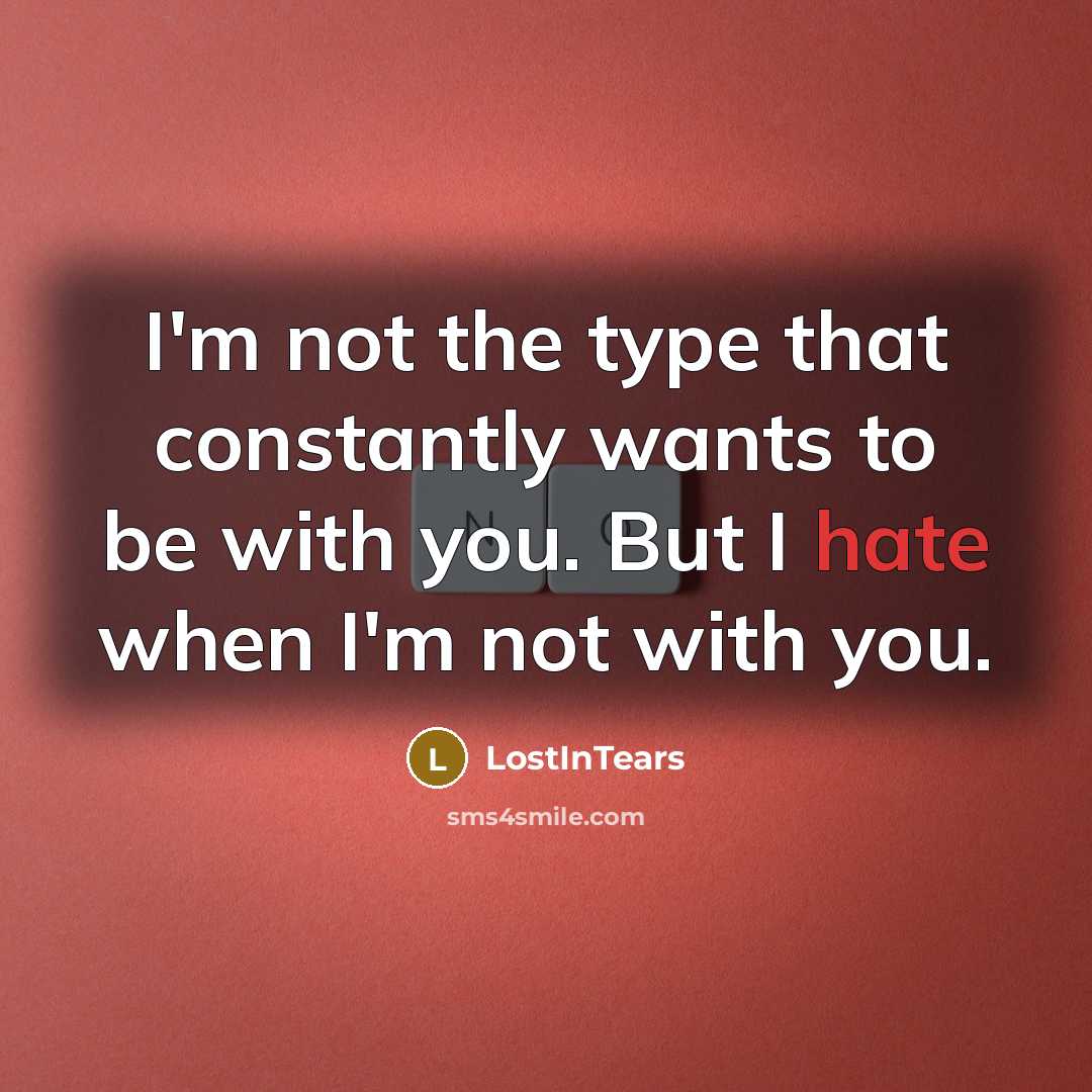 “I'm not the type that constantly wants to be with…” quote by LostInTears
