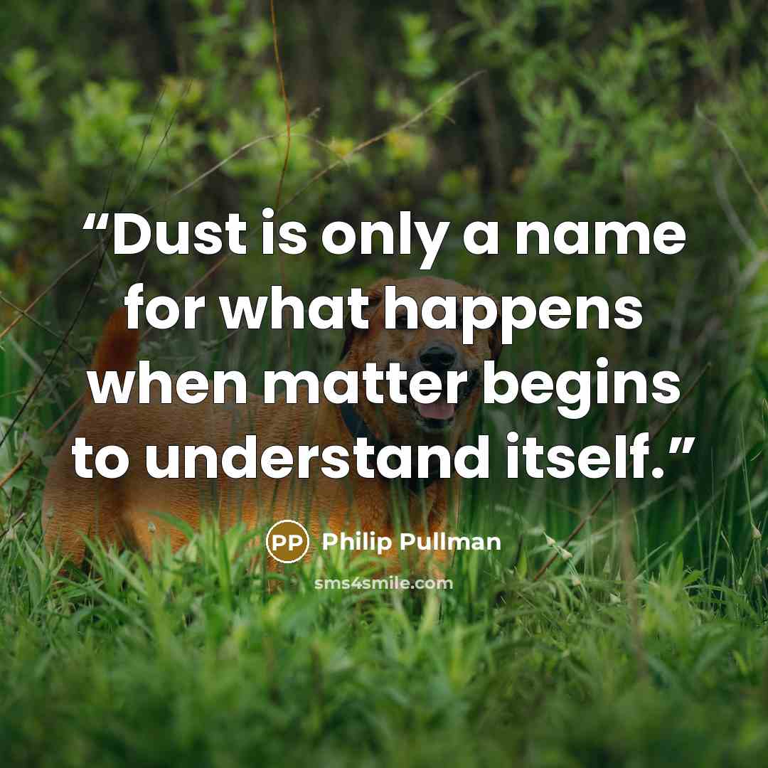 “Dust is only a name for what happens when matter begins to understand itself.” quote by Philip Pullman
