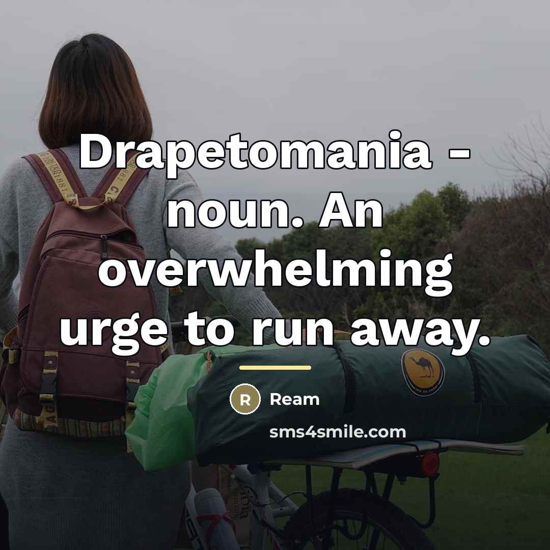 “Drapetomania - noun. An overwhelming urge to run away.…” quote by Ream