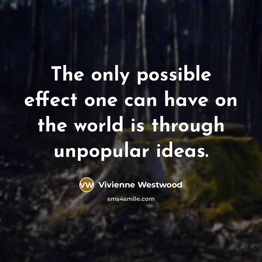“The only possible effect one can have on the world…” quote by Vivienne Westwood