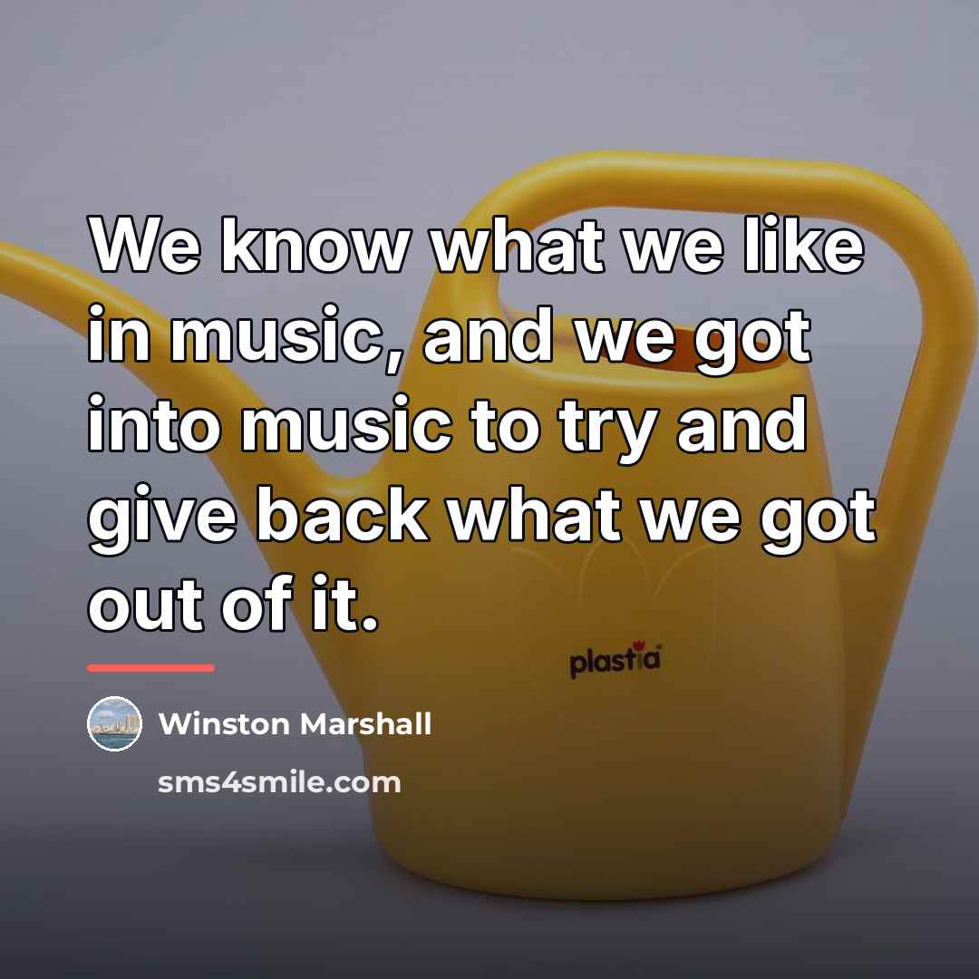 “We know what we like in music, and we got…” quote by Winston Marshall