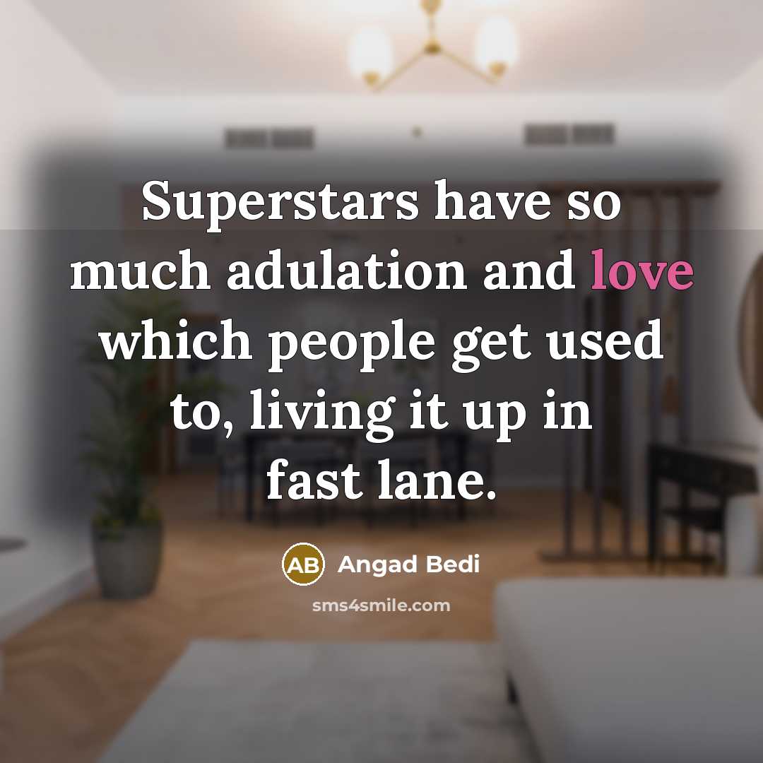 “Superstars have so much adulation and love which people get…” quote by Angad Bedi
