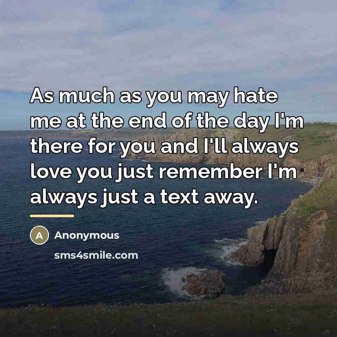 “As much as you may hate me at the end…” quote by Anonymous