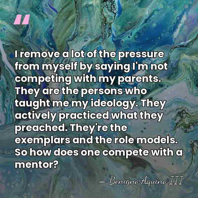 I remove a lot of the pressure from myself by saying I'm&hellip; - Benigno Aquino III